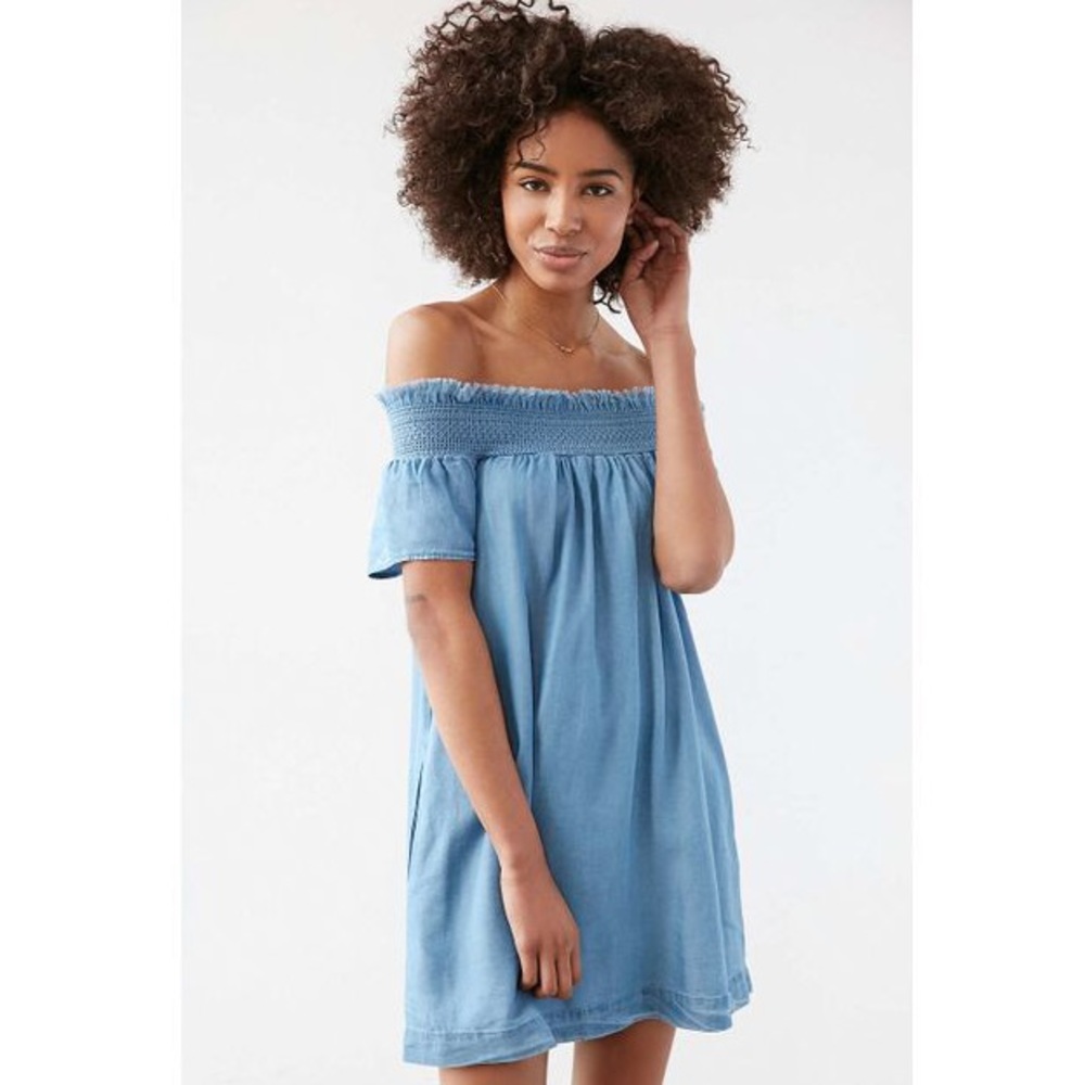 Urban Outfitters Chambray Off the Shoulder Dress